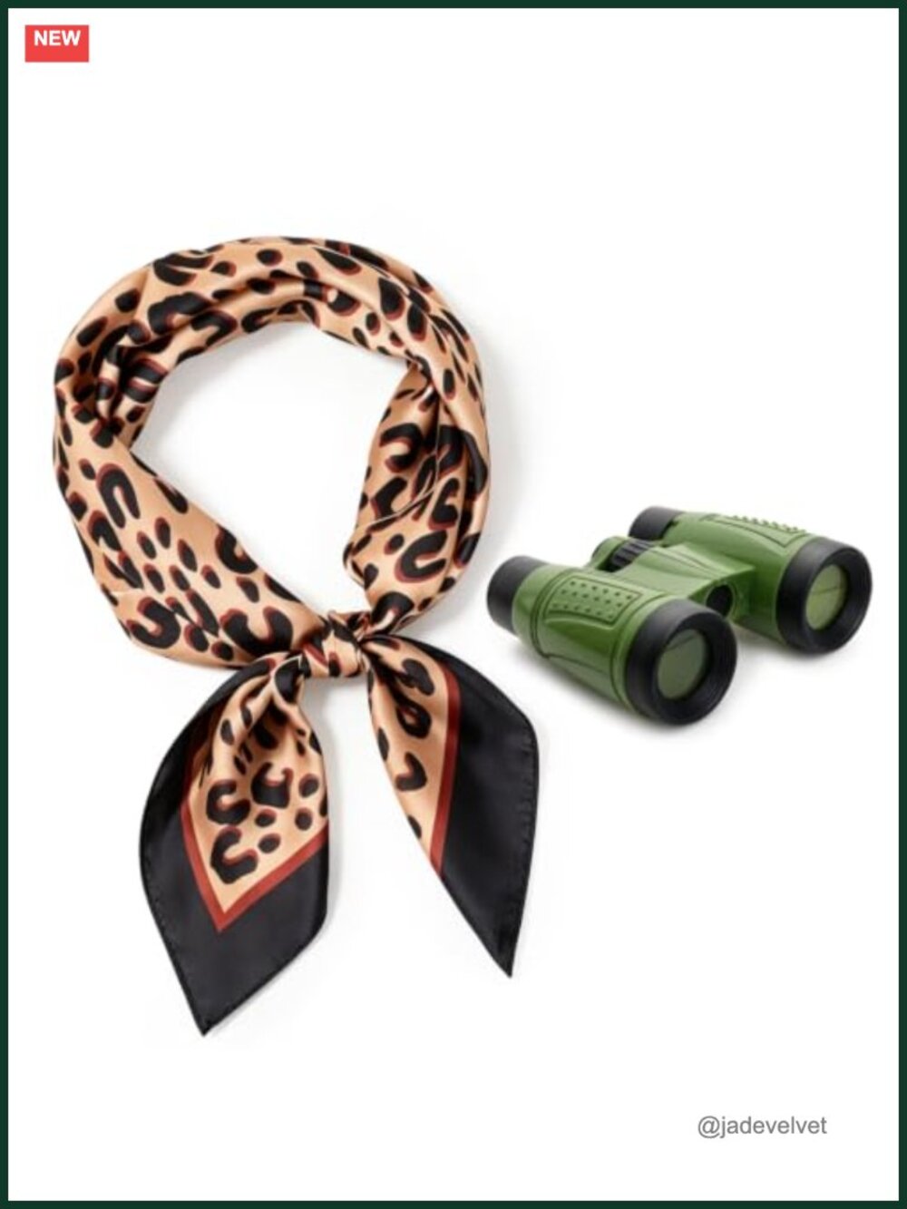 Safari Costume Set Leopard Scarf & Toy Binoculars Halloween Explorer